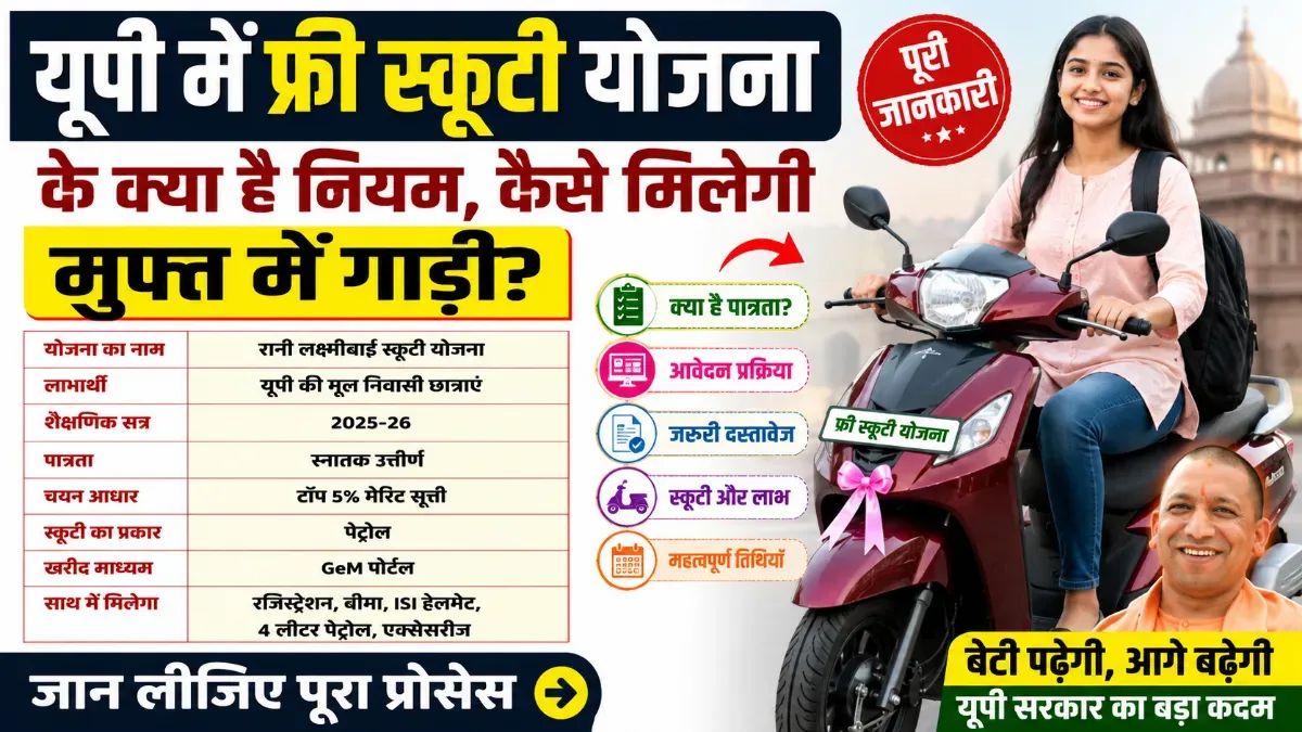 Rani Laxmibai Scooty Yojana: यूपी की छात्राओं को मिलेगी मुफ्त स्कूटी, जानें कौन होगा पात्र